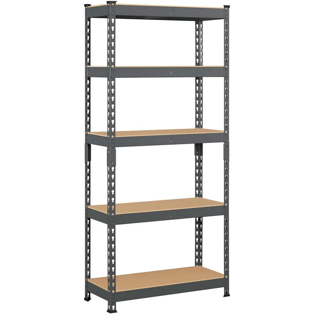 Yaheetech 5 Tiers Boltless Storage Shelf 330lb Capacity for Each Tier,Metal Frame MDF Wood Boards