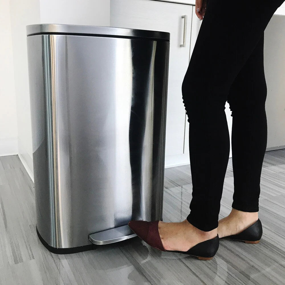 Halo Premium 13 Gallon Silvertone Stainless Steel Step-style Trash Can