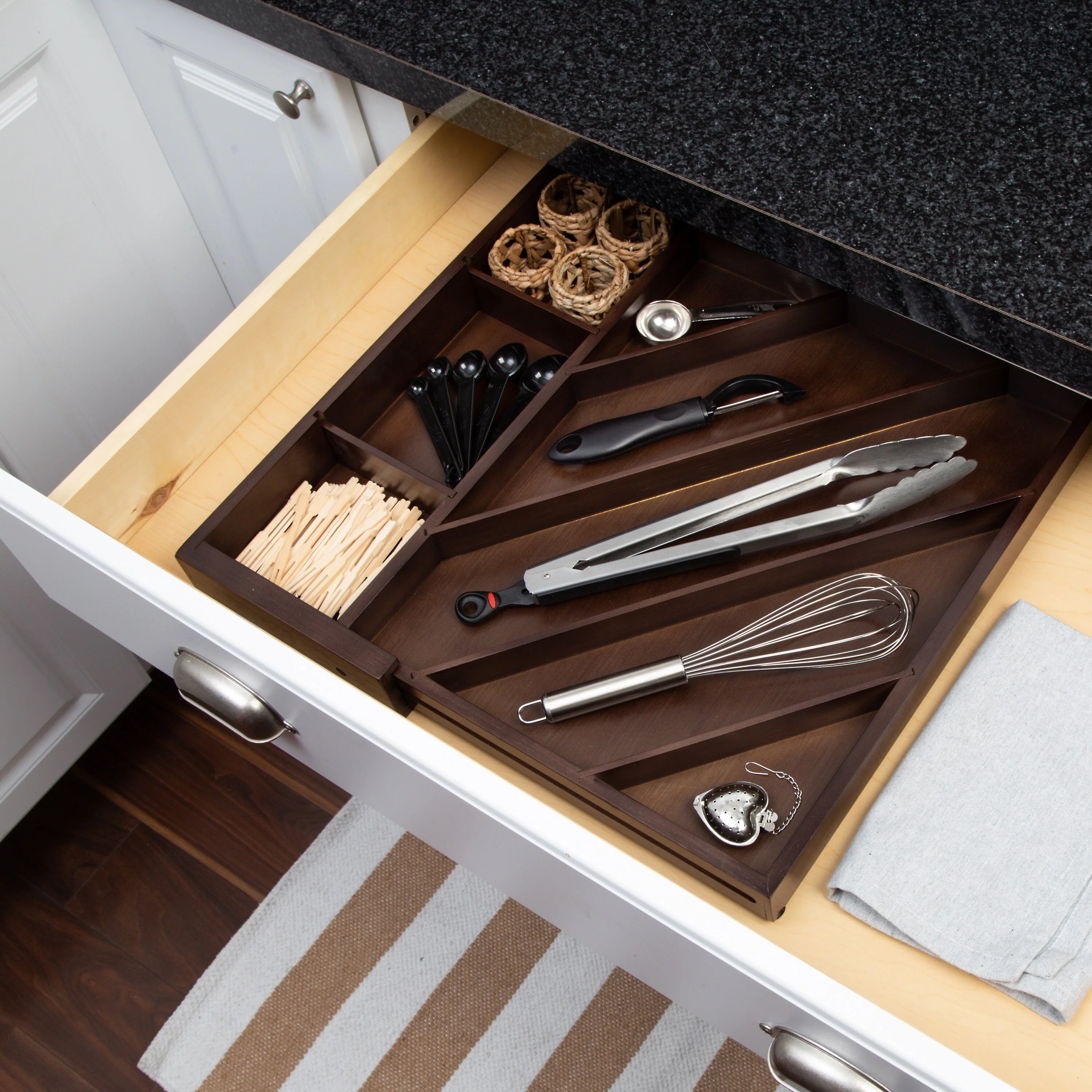 Honey-Can-Do Walnut 8-Compartment Expandable Drawer Organizer