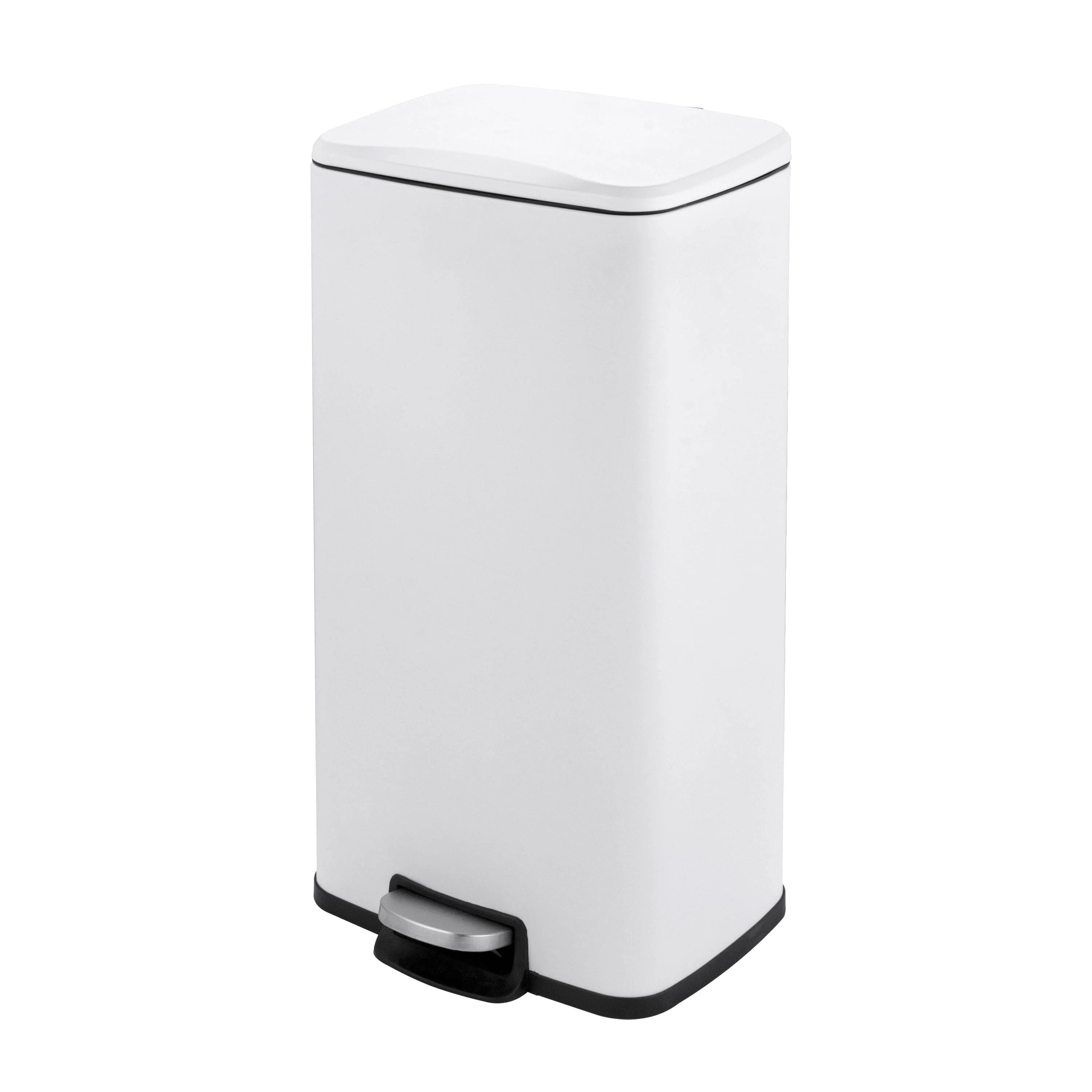 Innovaze 8 Gal./30 Liter Rectangular Matt White step-on Trash Can for kitchen