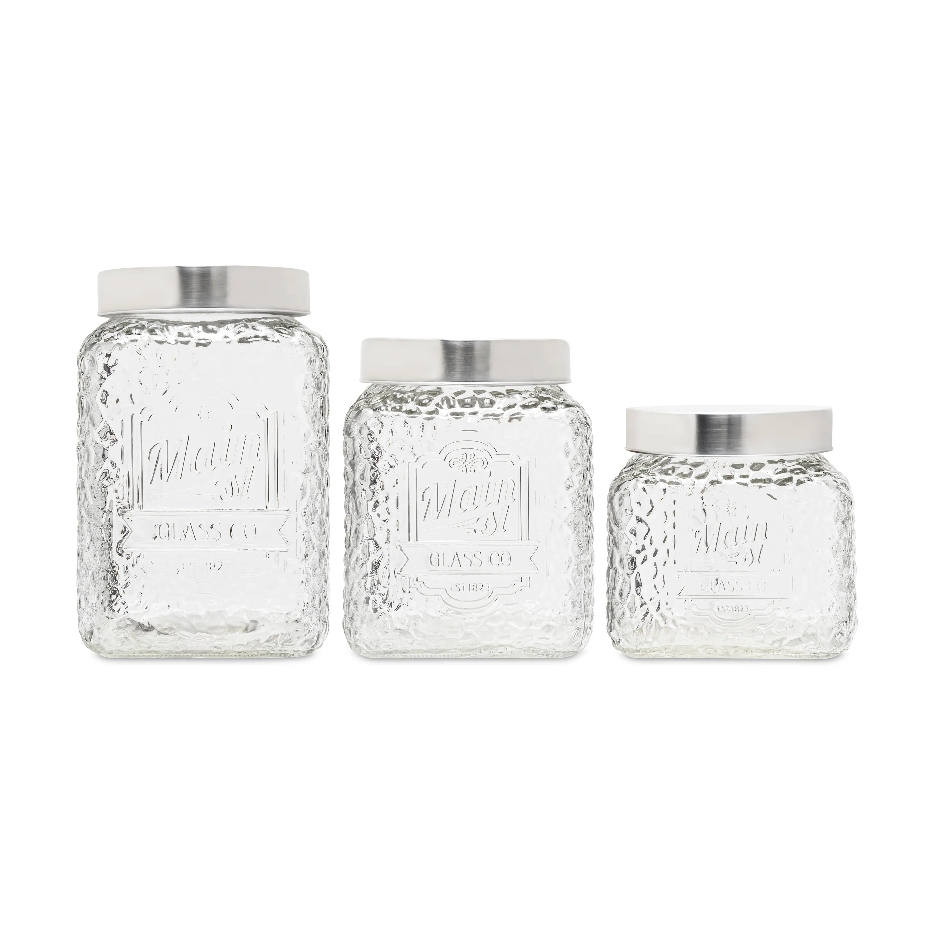 Main St Hammered Glass Canisters Set Of 3
