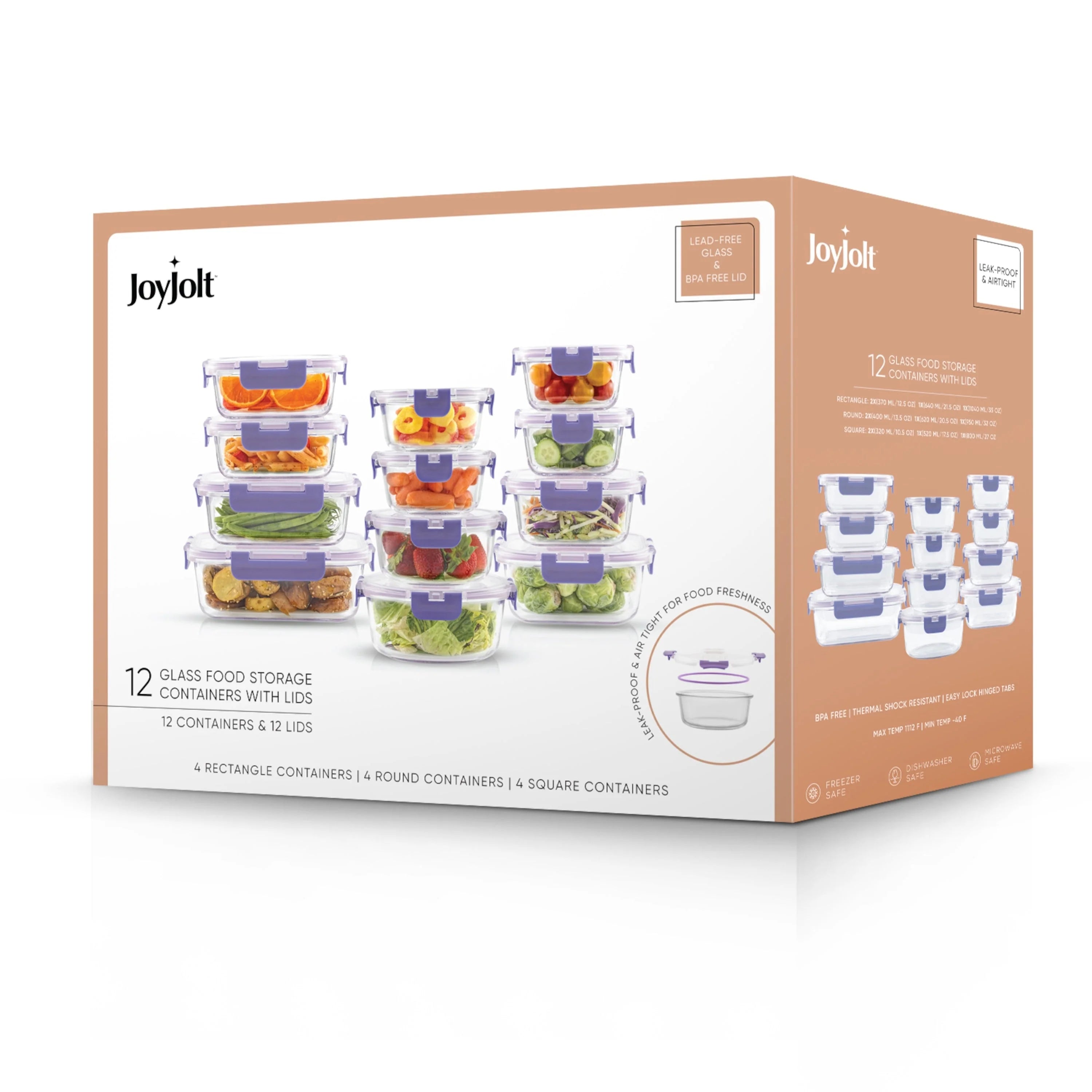 JoyFul 24 Piece Glass Food Storage Containers Set with Airtight Lids