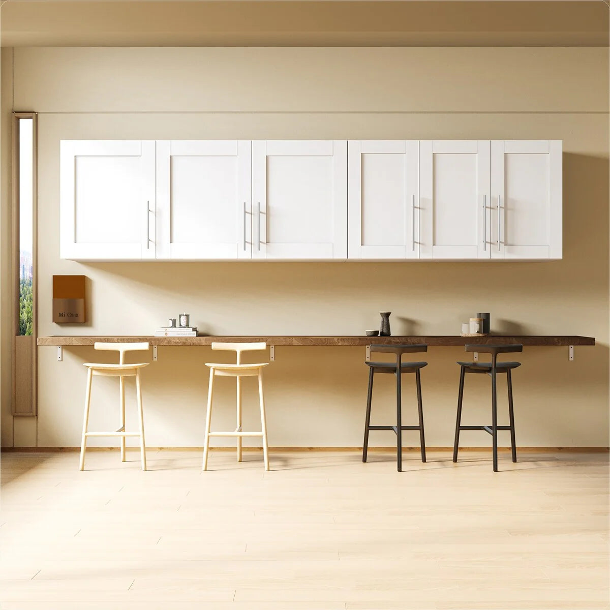Stackable Wood Wall Mounted Storage Cabinet,White