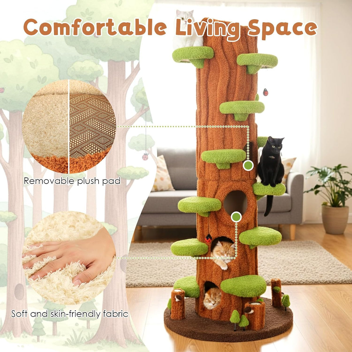 🌲🐱 230cm Tall Magic Forest Cat Tree – Extra Large Multi-Level Cat Condo for Large Cats