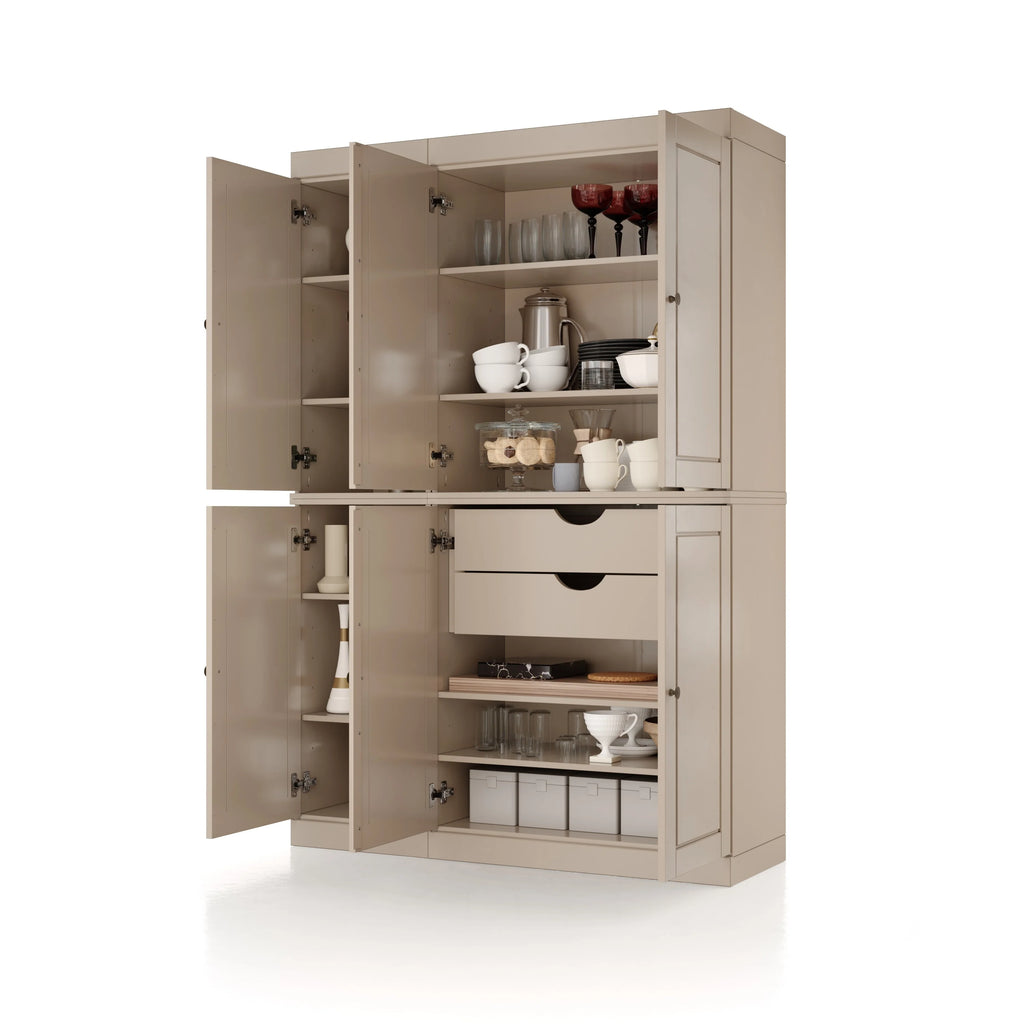 Palace Imports 100% Solid Wood China Pantry with Glass or Solid Wood Doors and 2-Drawers - 48.5" x 71.5"