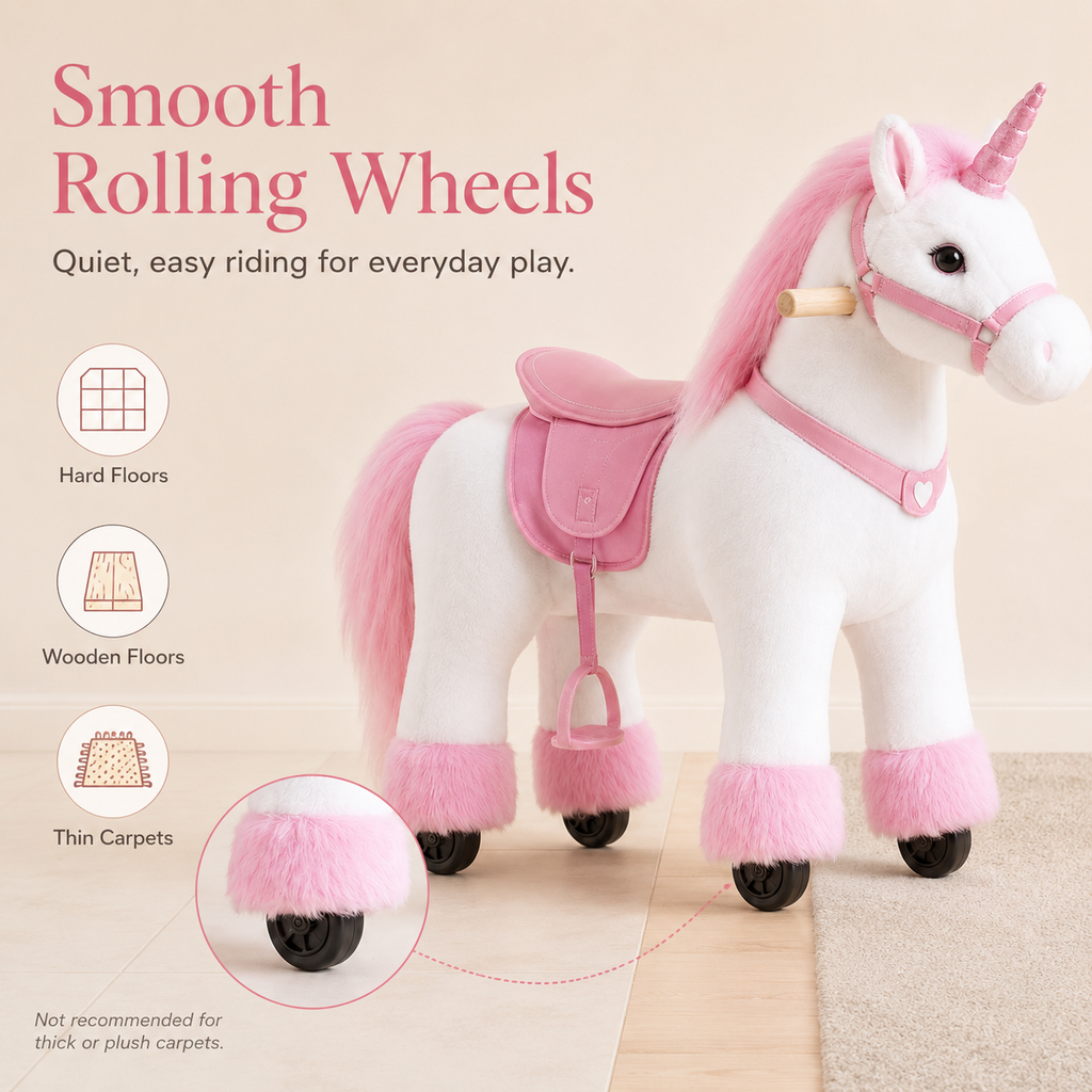 Kid-Powered Ride-On Unicorn Toy with Brake, Sound Button & Smooth Rolling Wheels