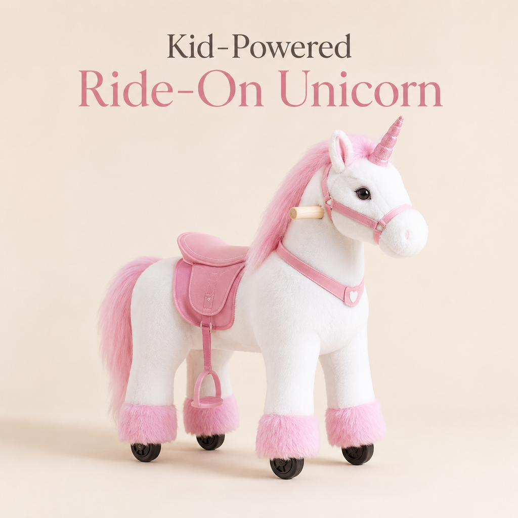 Kid-Powered Ride-On Unicorn Toy with Brake, Sound Button & Smooth Rolling Wheels