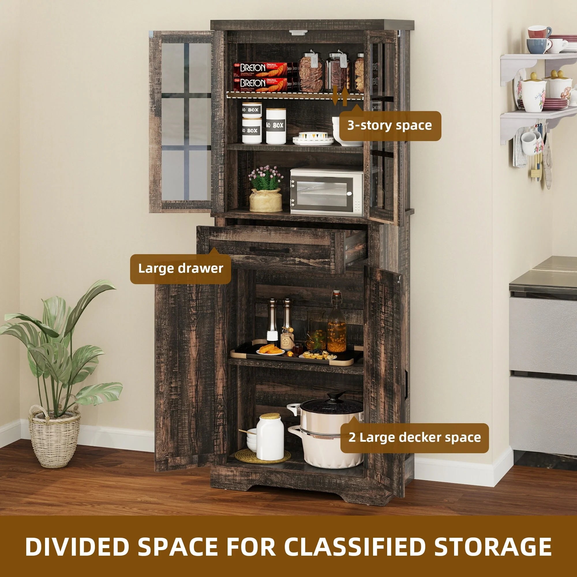 Farmhouse Kitchen Pantry Storage Cabinets