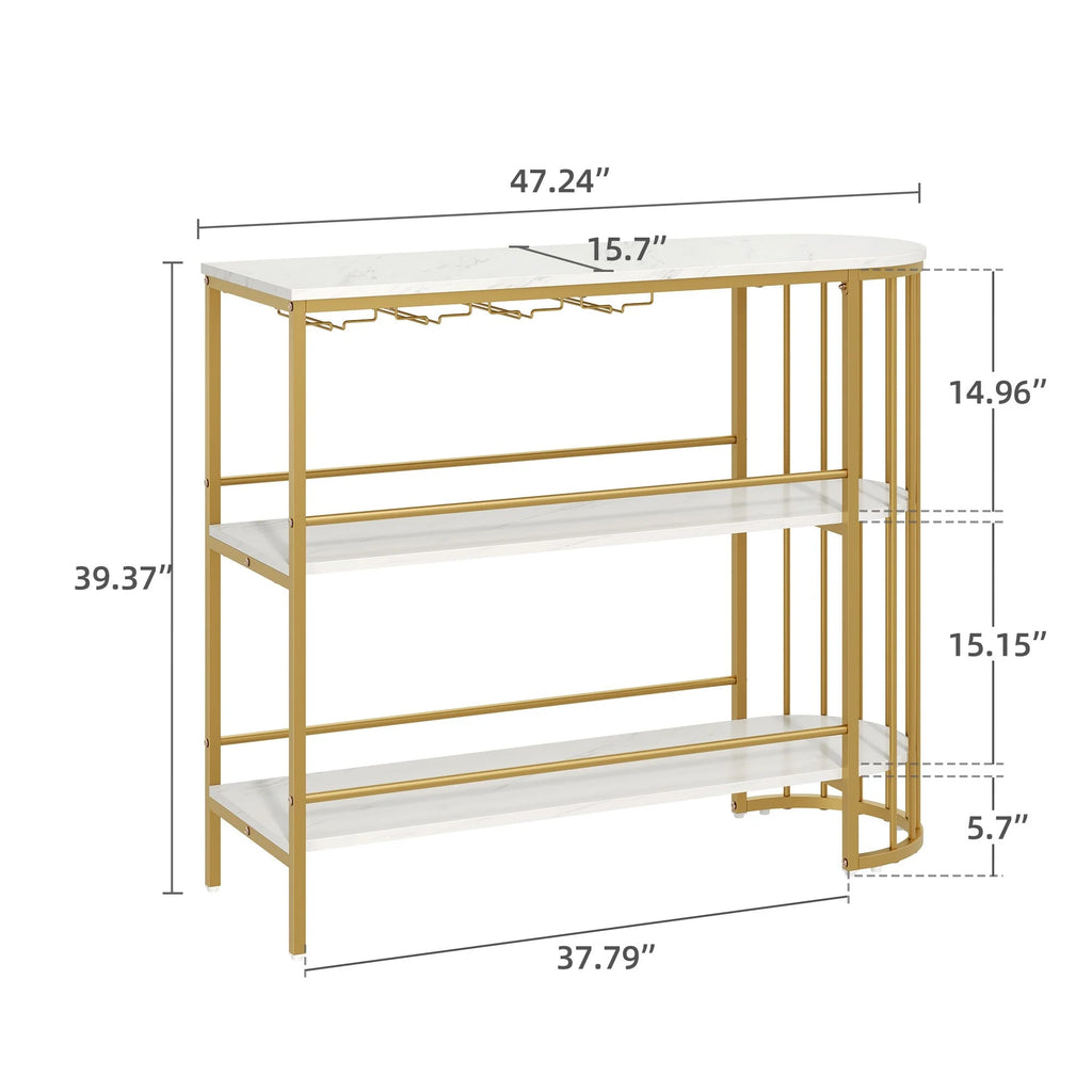 Moasis Home Bar Unit 3-Tier Liquor Bar Table with Glass Holder
