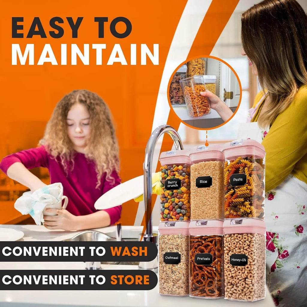 Cheer Collection Set of 6 Uniform Size Airtight Food Storage Containers