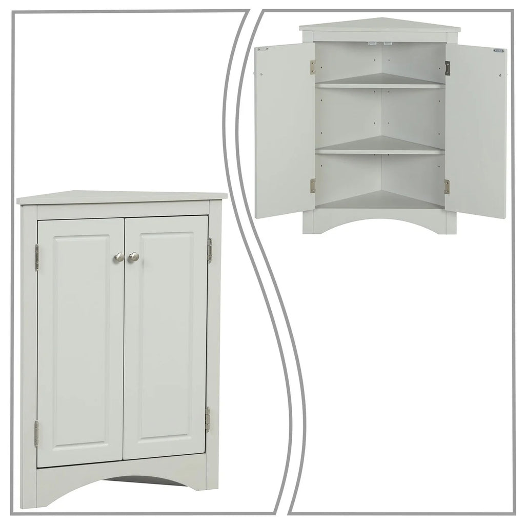 Modern Stylish Triangle Corner Storage Cabinet with Two Adjustable Internal Shelves