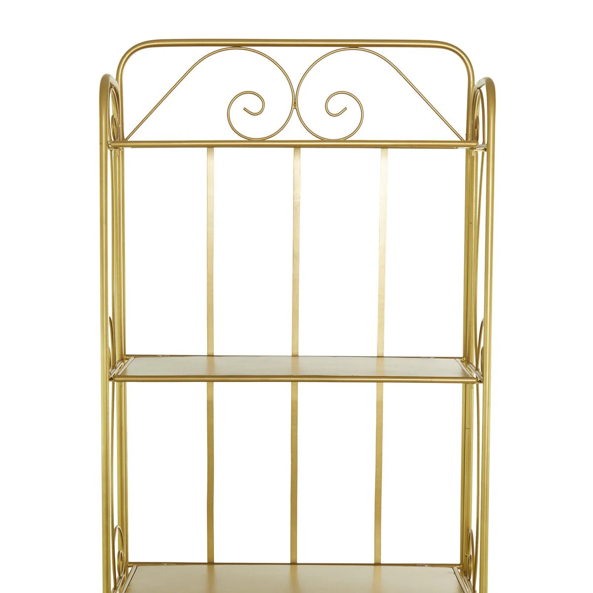 Metal Scroll Indoor Outdoor Tall Folding 5 Shelves Bakers Rack - Gold or White - Roche River Decor