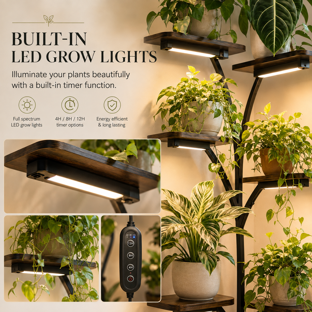 🌿 LAST DAY SALE 40% OFF | Multi-Tier Corner Plant Stand with LED Grow Lights ✨