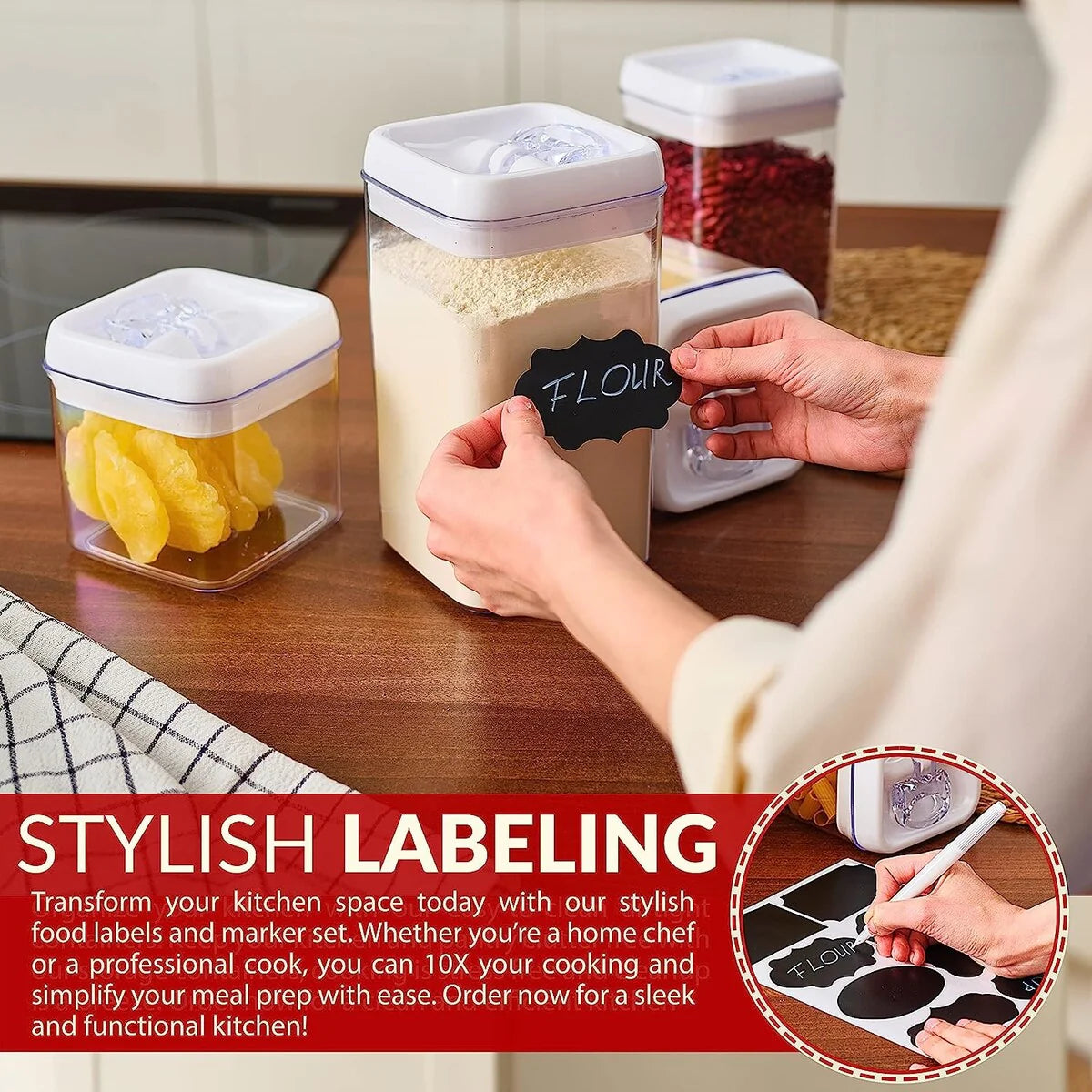 4 Pieces Set Air tight Food Storage Containers for Kitchen Pantry Organization