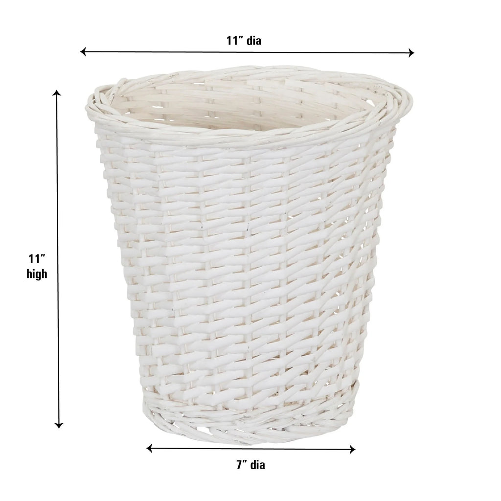 Household Essentials Willow Weave Wicker Waste Basket, White