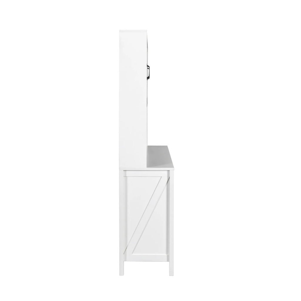 Pantry Storage Cabinet with Glass Doors - N/A