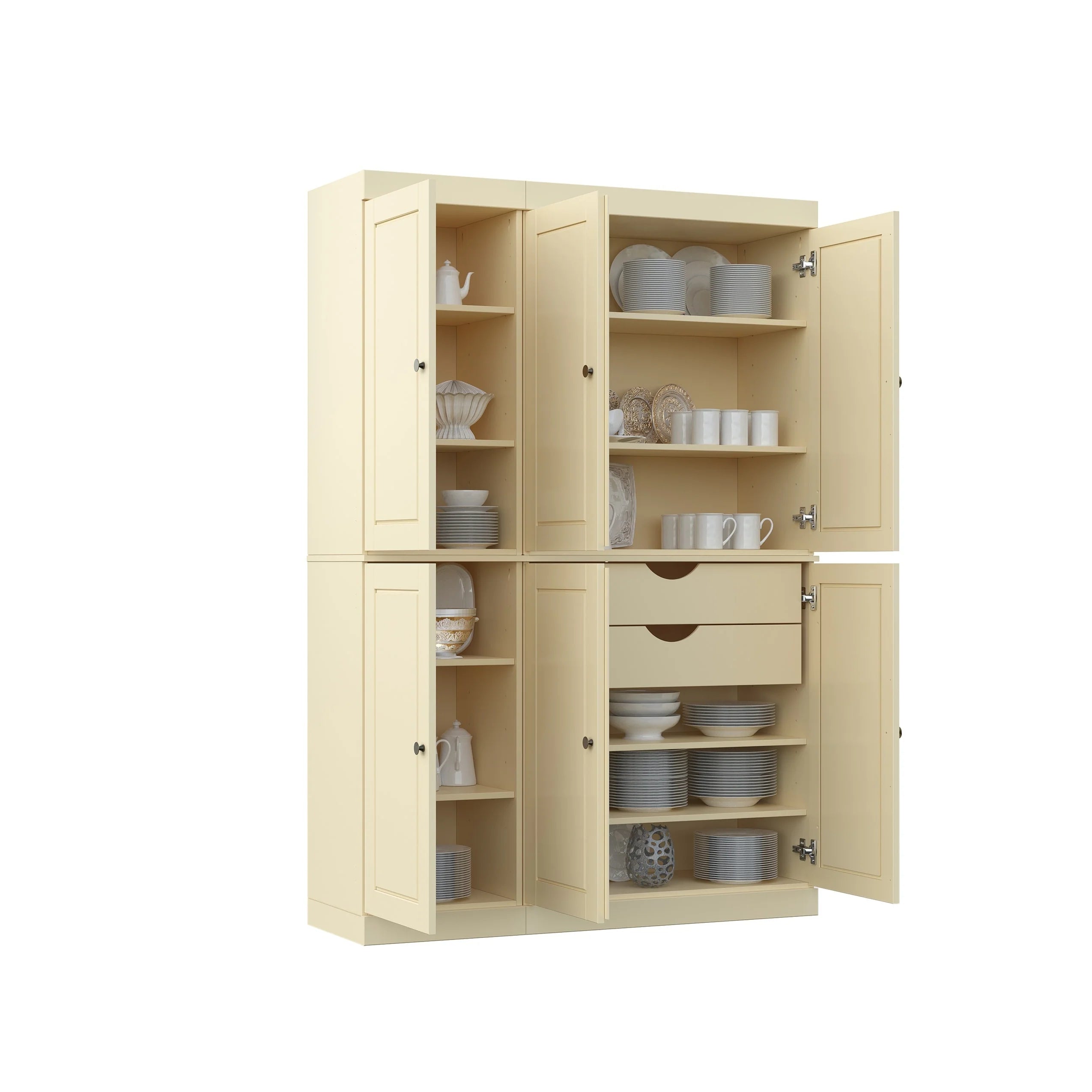 Palace Imports 100% Solid Wood China Pantry with Glass or Solid Wood Doors and 2-Drawers - 48.5" x 71.5"