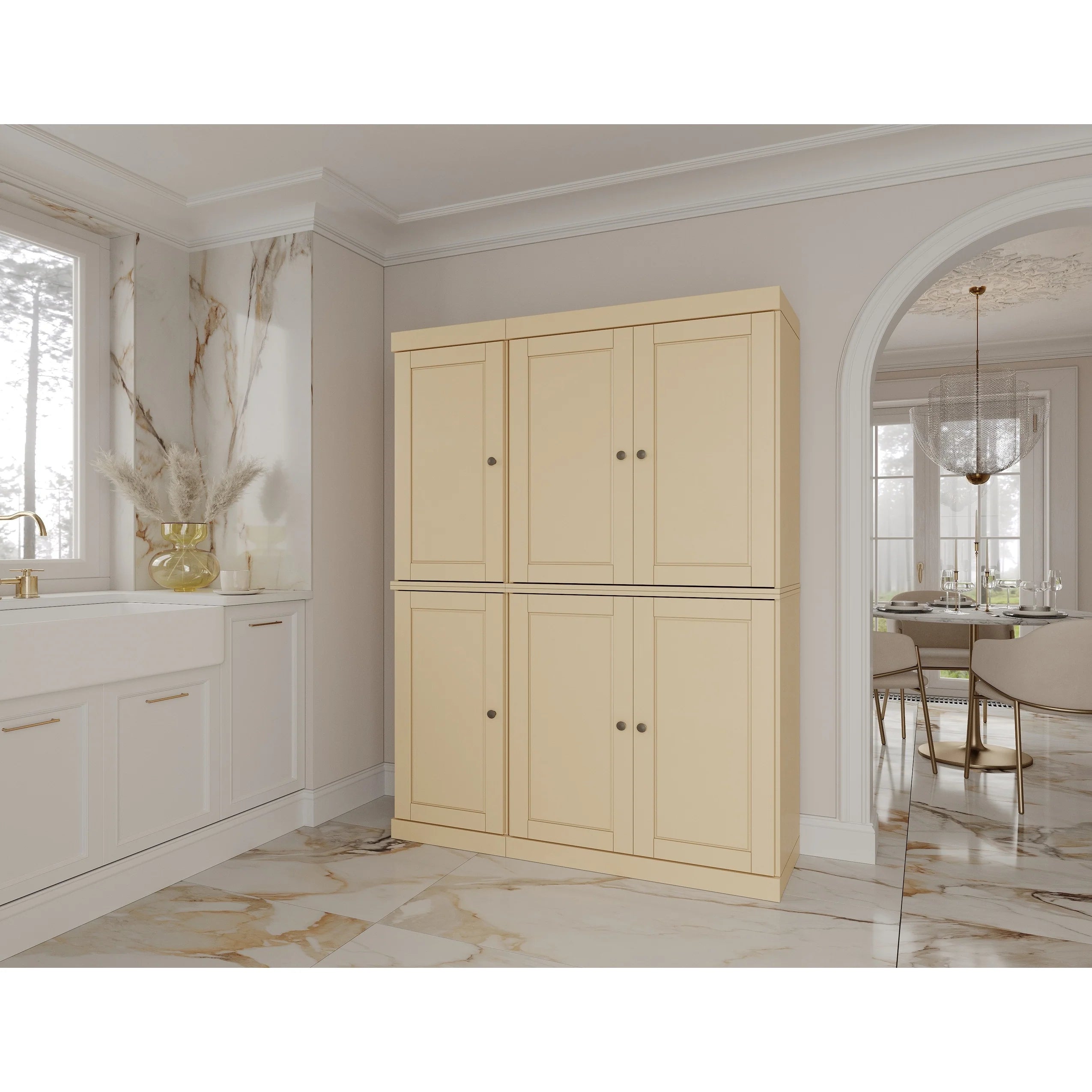 Palace Imports 100% Solid Wood China Pantry with Glass or Solid Wood Doors and 2-Drawers - 48.5" x 71.5"