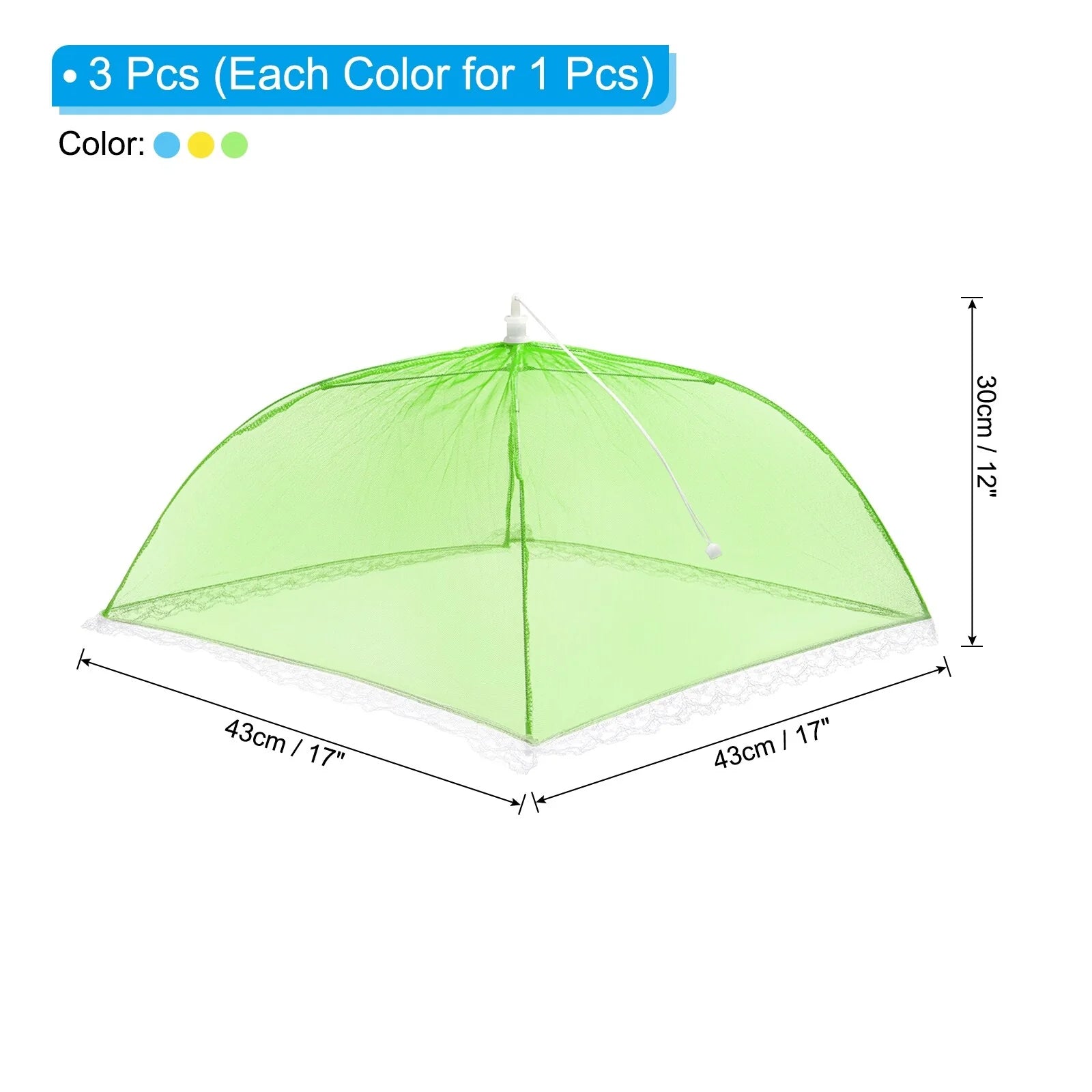 17"x17" Mesh Food Covers Set, 3 Pcs Collapsible Food Tent Umbrella