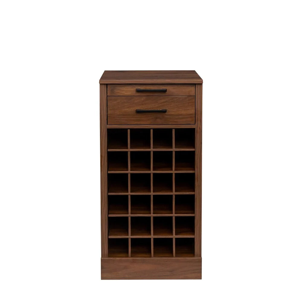 28 Slots Wood Wine Bar Cabinet with Storage Shelves - N/A