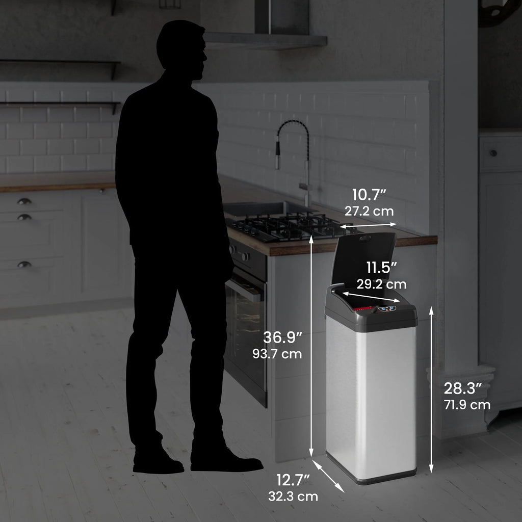 iTouchless 13 Gal Extra-Wide Stainless Steel Sensor Kitchen Trash Can