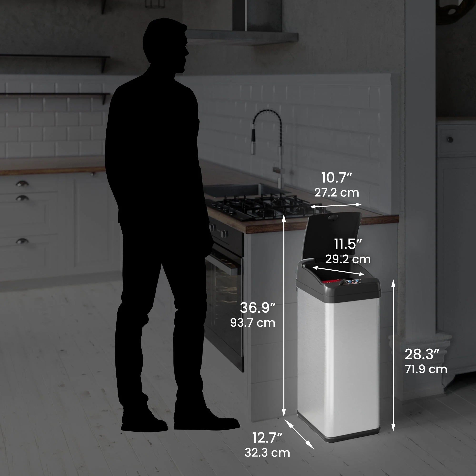 iTouchless 13 Gal Extra-Wide Stainless Steel Sensor Kitchen Trash Can
