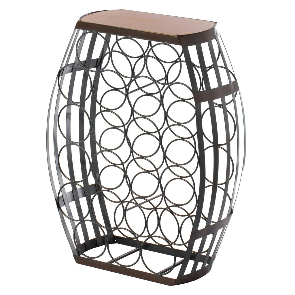 Barrel Shaped 22 Bottles Decorative Table Wine Rack Storage
