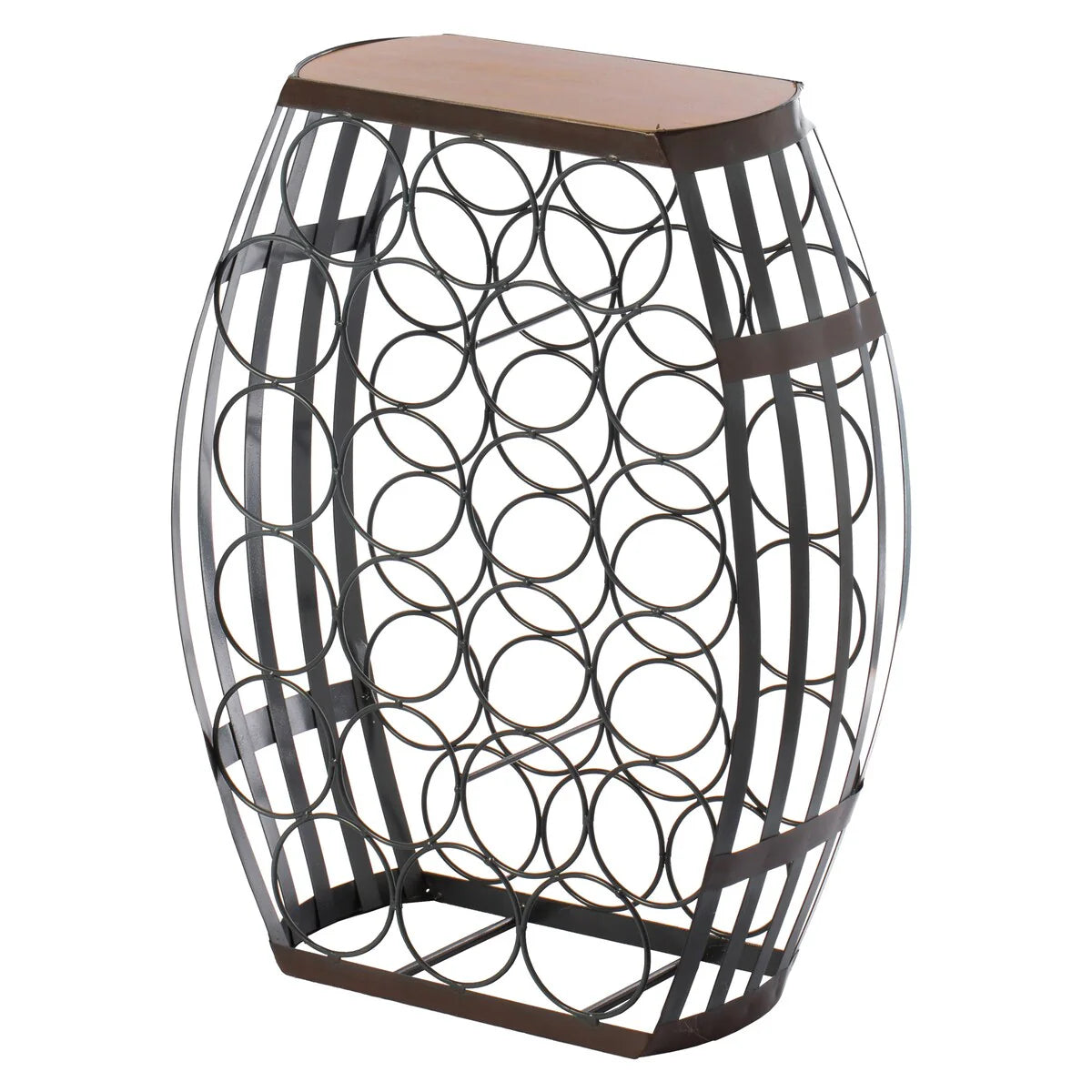 Barrel Shaped 22 Bottles Decorative Table Wine Rack Storage