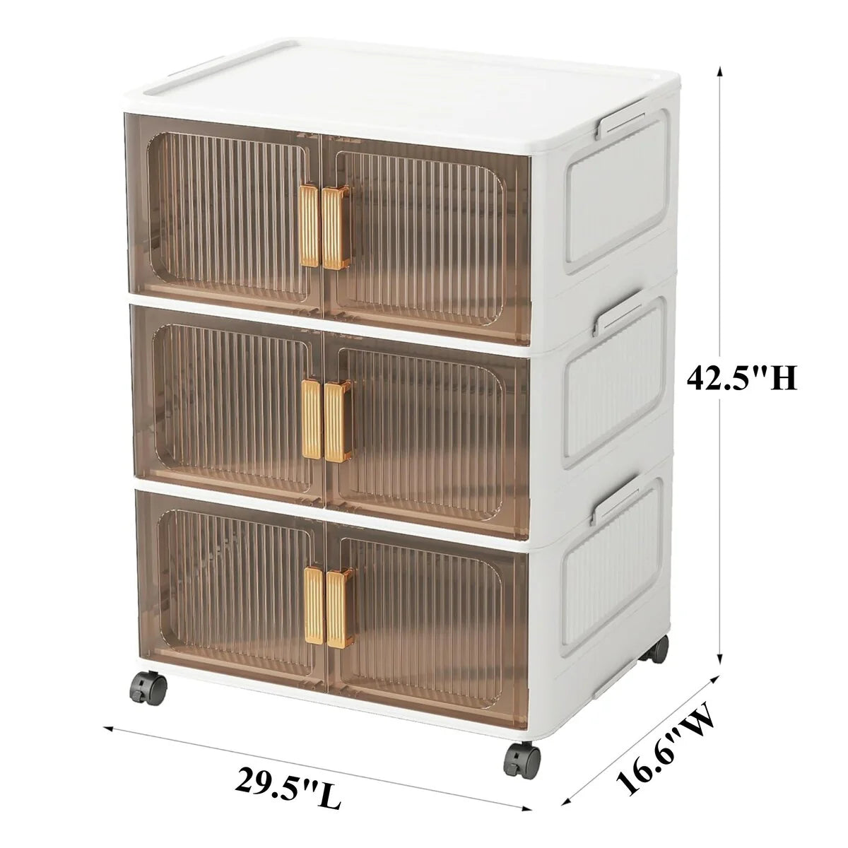Stackable Closet Organizer Collapsible Storage Bins with Lids Organizer with Wheels for Home, Kitchen, Office