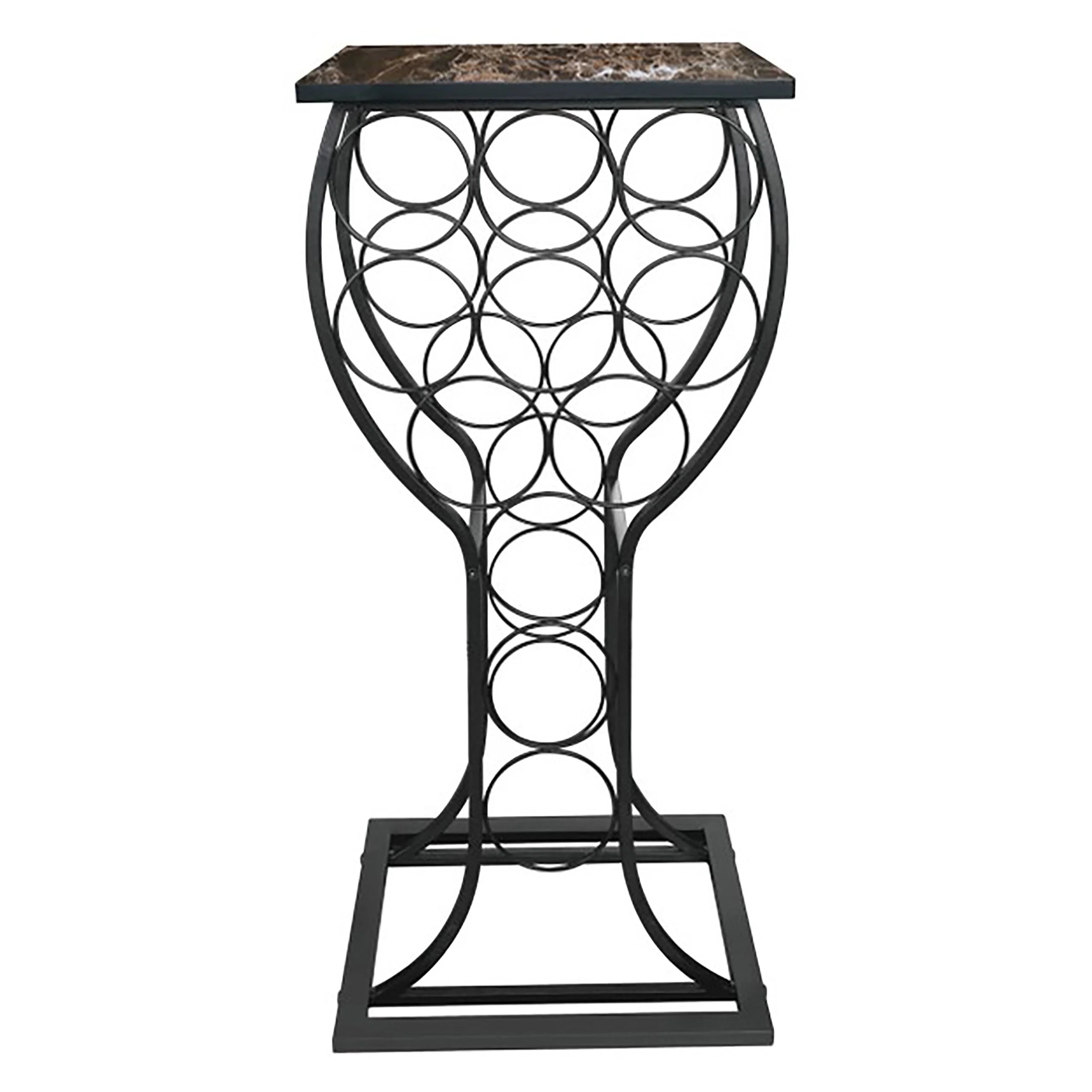 Metal with Marble Finish Top Wine Storage Organizer Display Rack Table