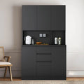74" Freestanding Kitchen Pantry Cabinet w/Drawers, Storage Microwave - W43.66*D15.74*H74.00
