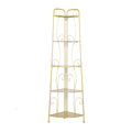 Metal Scroll Indoor Outdoor Tall Folding 5 Shelves Bakers Rack - Gold or White - Roche River Decor