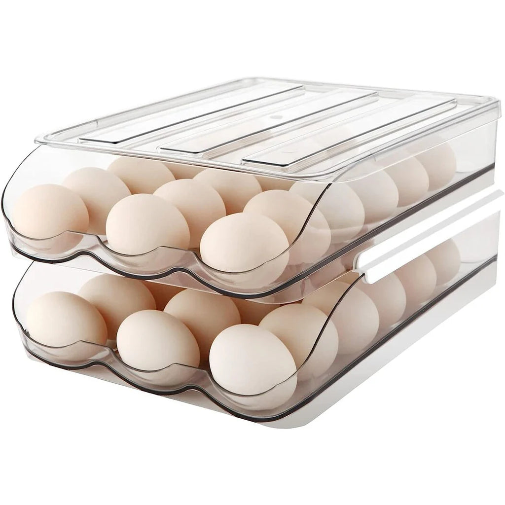 Set of 2 Auto Rolling Storage Container 18 Egg Tray - 2 Layer