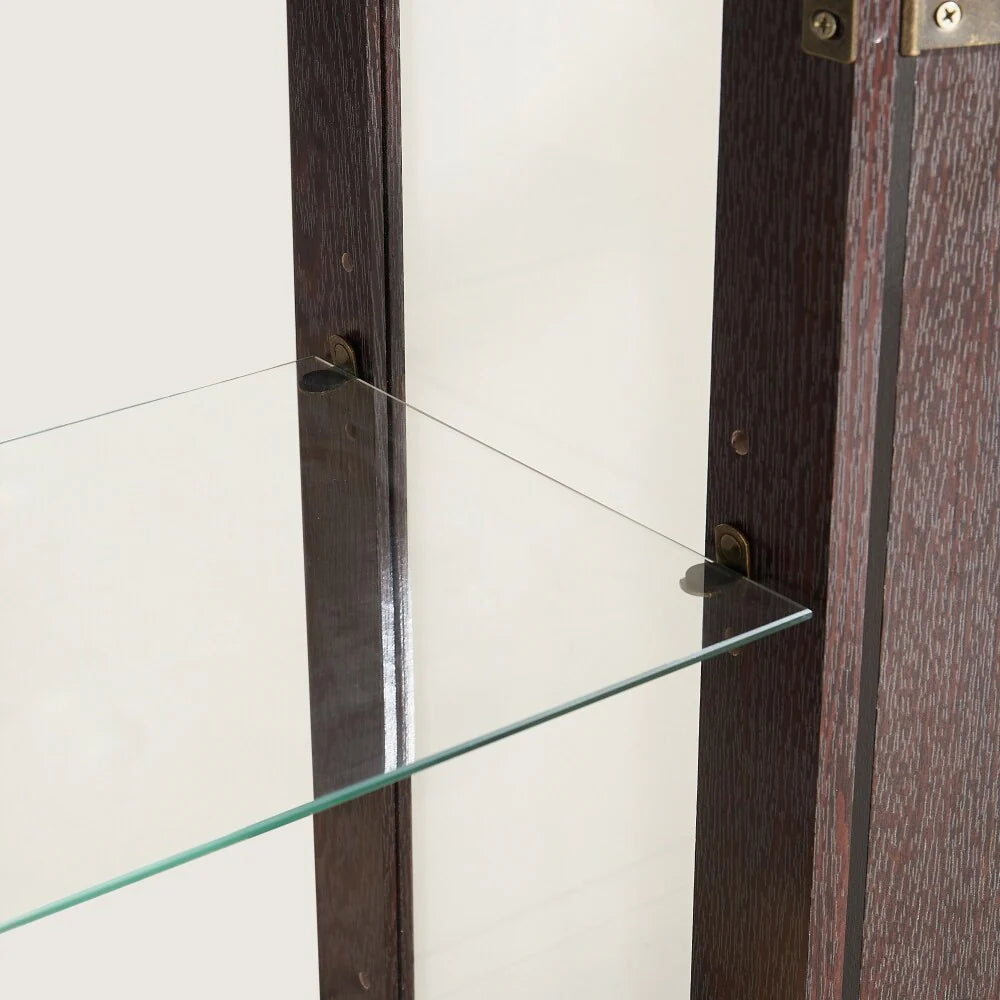 Curio Cabinet with Tempered Glass Doors and Adjustable Shelves Light Bulb Included