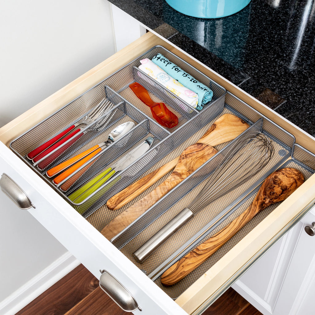 Honey-Can-Do Silver Steel 7-Compartment Expandable Drawer Organizer