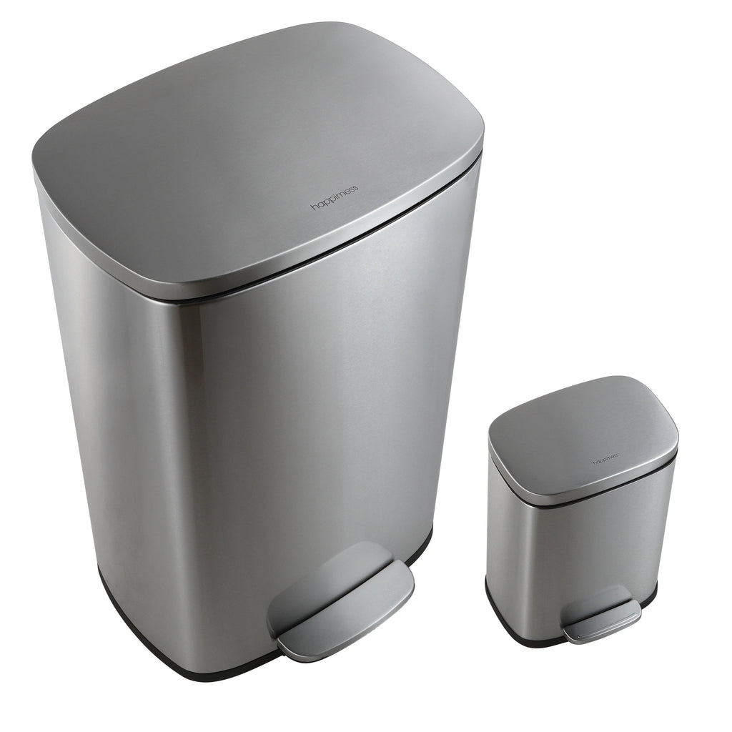 happimess 13-Gallon Trash Can with Soft-Close Lid and FREE Mini Trash Can