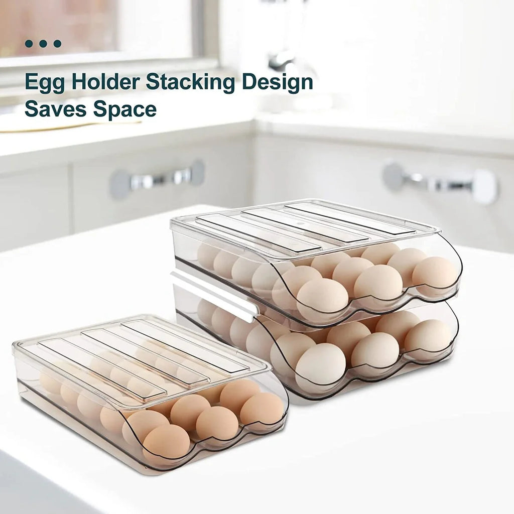 Set of 2 Auto Rolling Storage Container 18 Egg Tray - 2 Layer