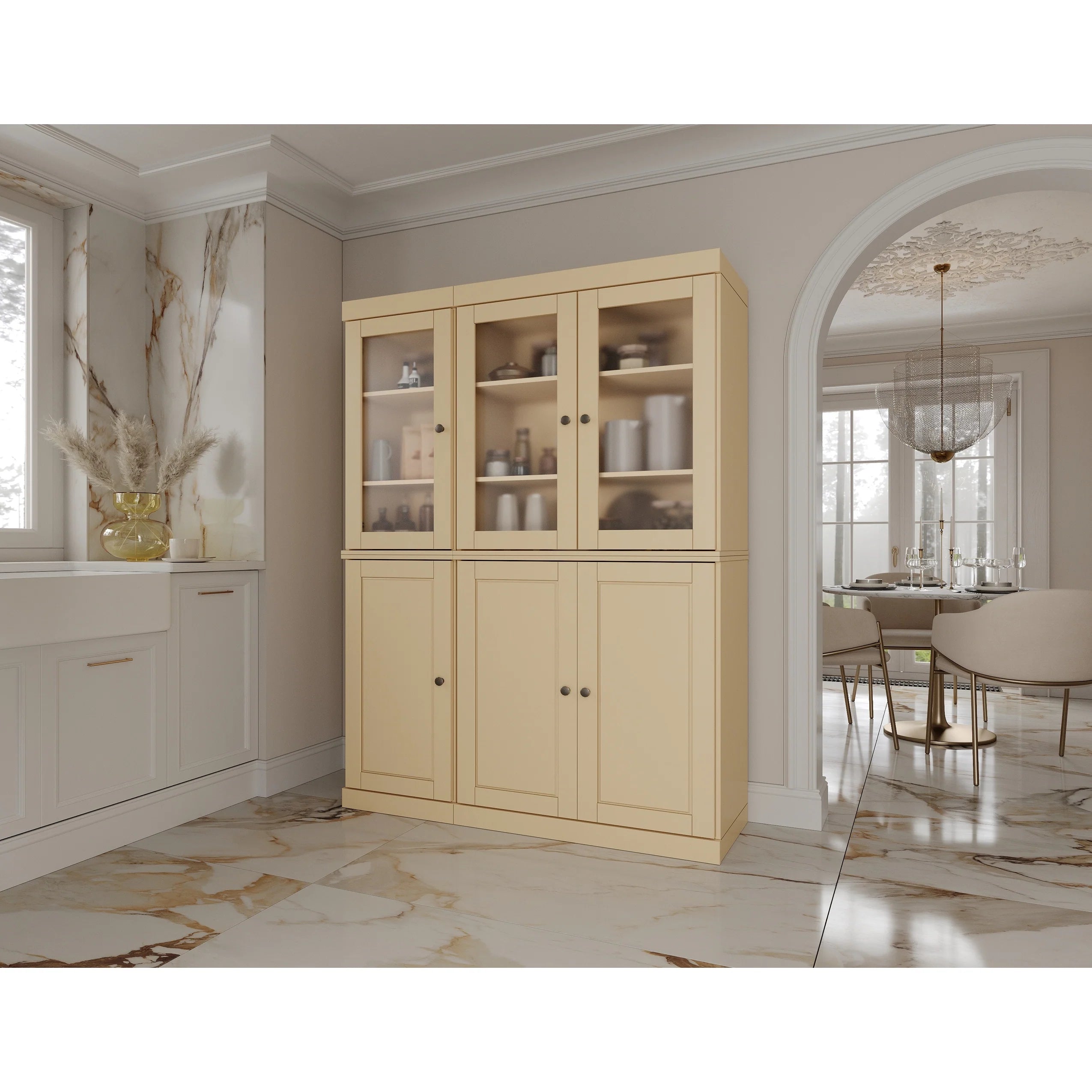 Palace Imports 100% Solid Wood China Pantry with Glass or Solid Wood Doors and 2-Drawers - 48.5" x 71.5"
