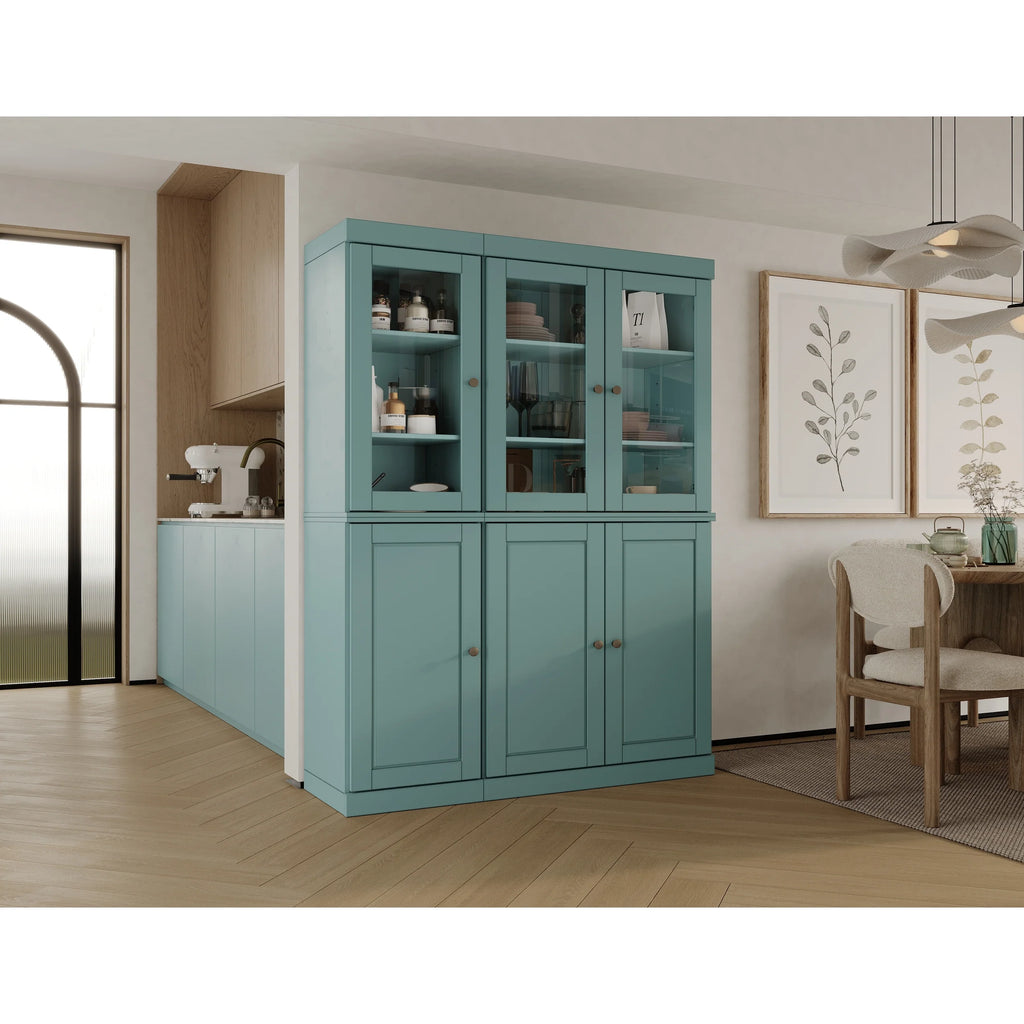 Palace Imports 100% Solid Wood China Pantry with Glass or Solid Wood Doors and 2-Drawers - 48.5" x 71.5"