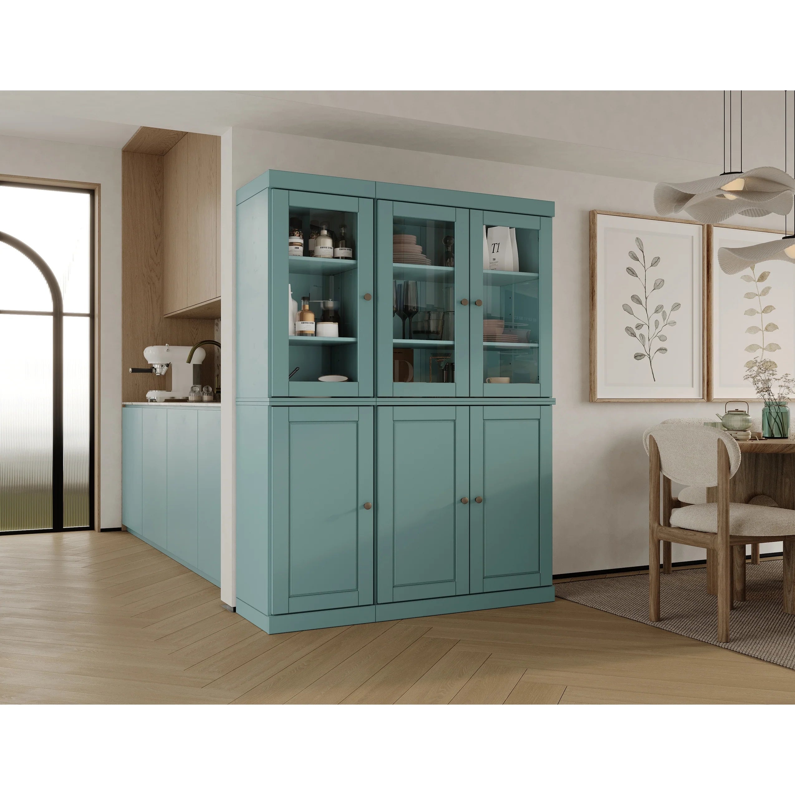 Palace Imports 100% Solid Wood China Pantry with Glass or Solid Wood Doors and 2-Drawers - 48.5" x 71.5"
