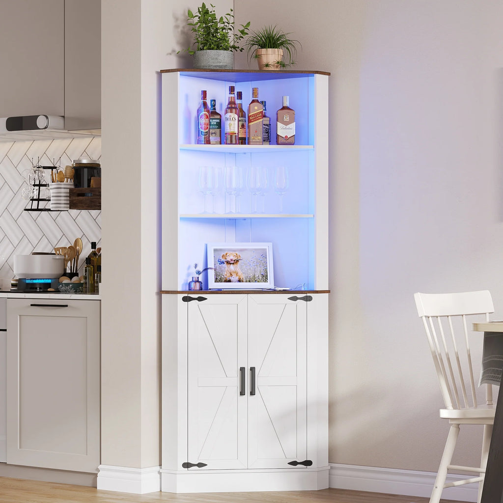 66" Tall Corner Cabinet With Led Light