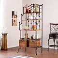 SEI Furniture Docherty Black Baker's Rack with Rattan Baskets