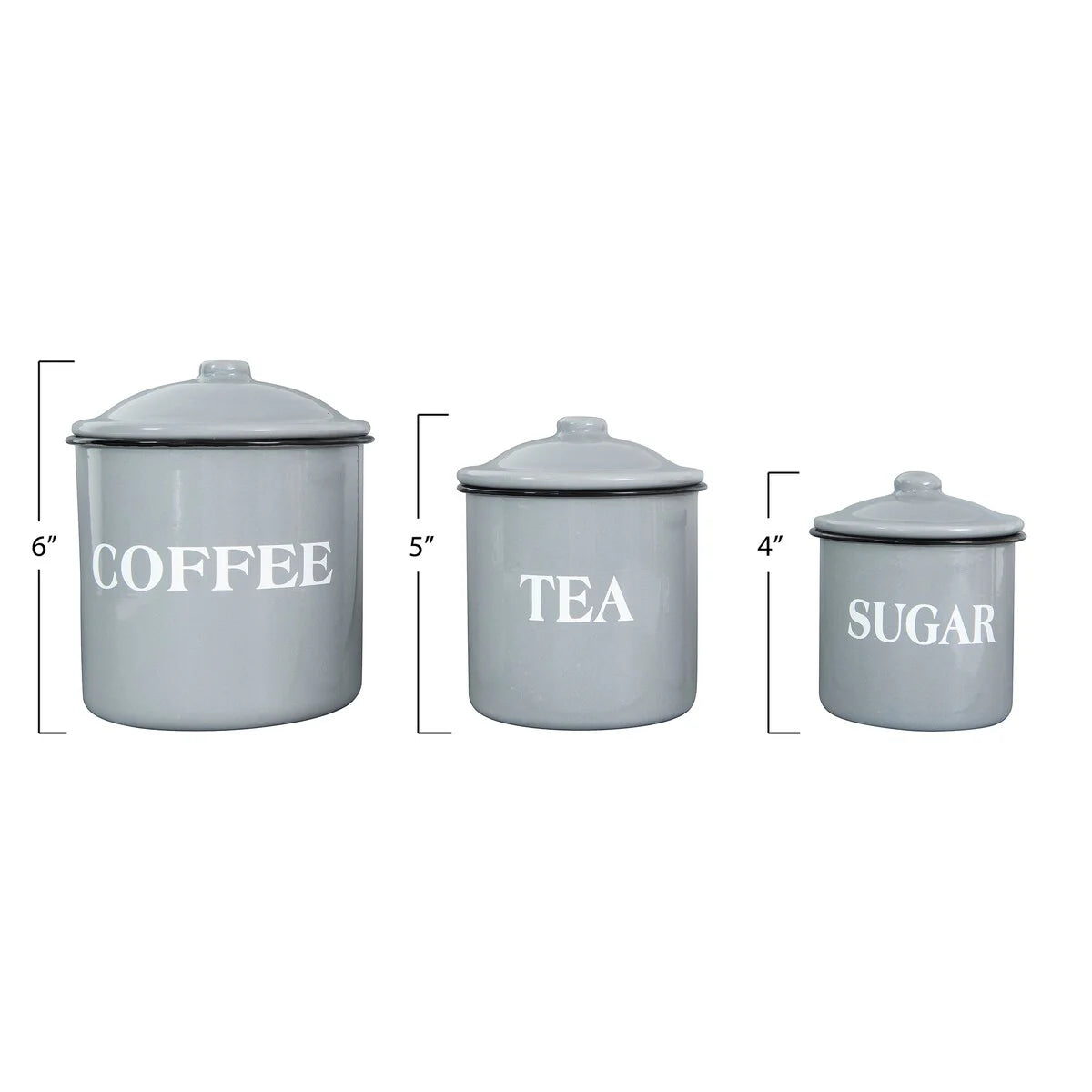 Metal Containers with Lids, Coffee, Tea, Sugar