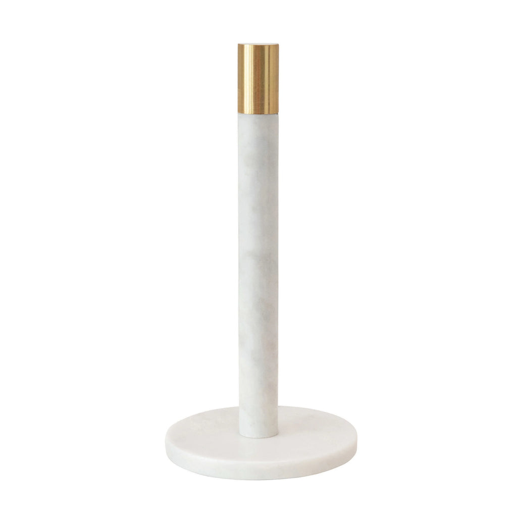 Marble Paper Towel Holder with Brass Accent Band
