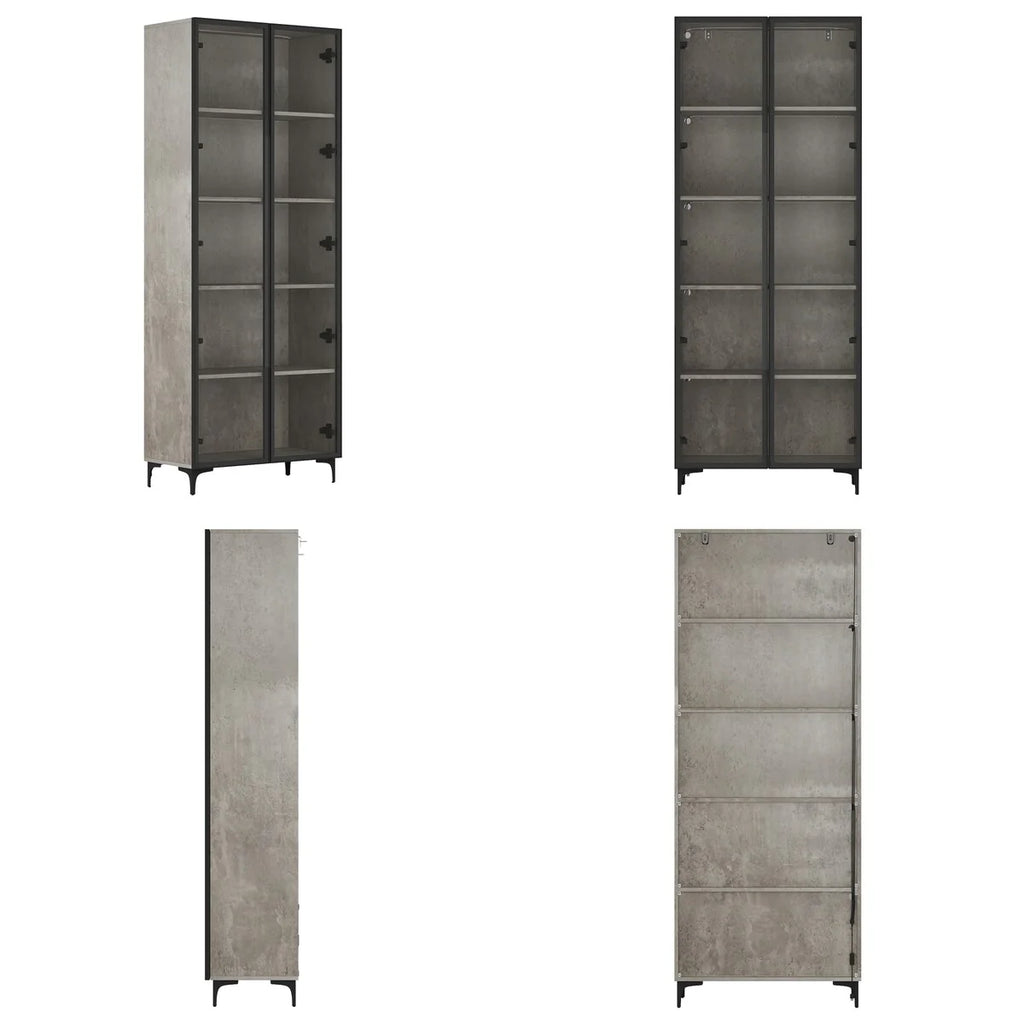 Kitchen Pantry Cabinets 5-Tier Tall Storage Cabinet with Glass Doors