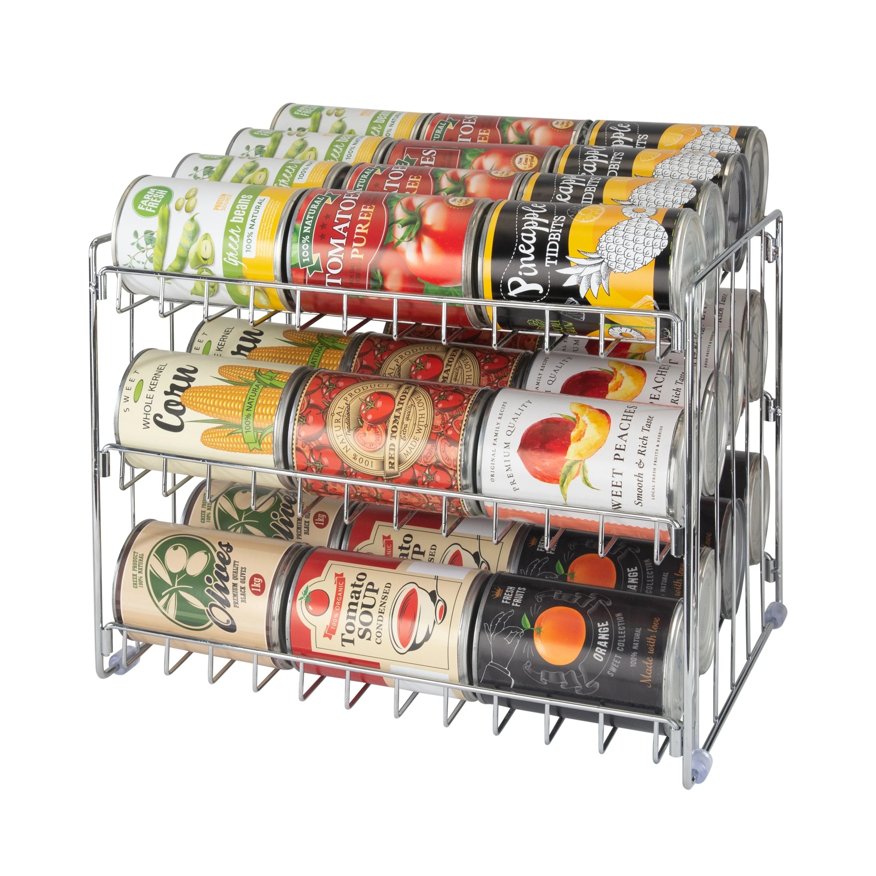 Kitchen Details 3 Tier Can Storage Organizer Rack - 14.5"x 11.4"x 11"