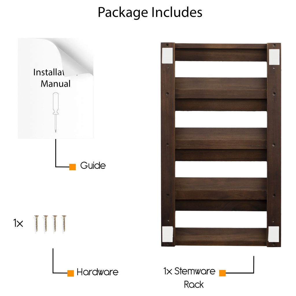 Rustic State Under Cabinet Wooden Stemware Rack Holder 17"x10"