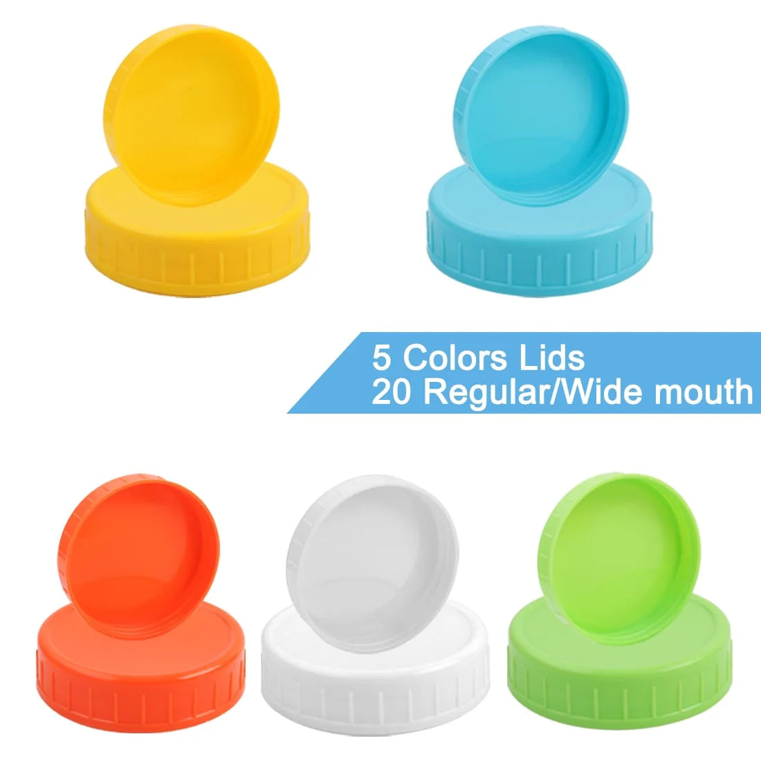 Assorted Color Mason Jar Lid Regular and Wide Mouth Mason Canning Jars 20 Pack - Assorted Color