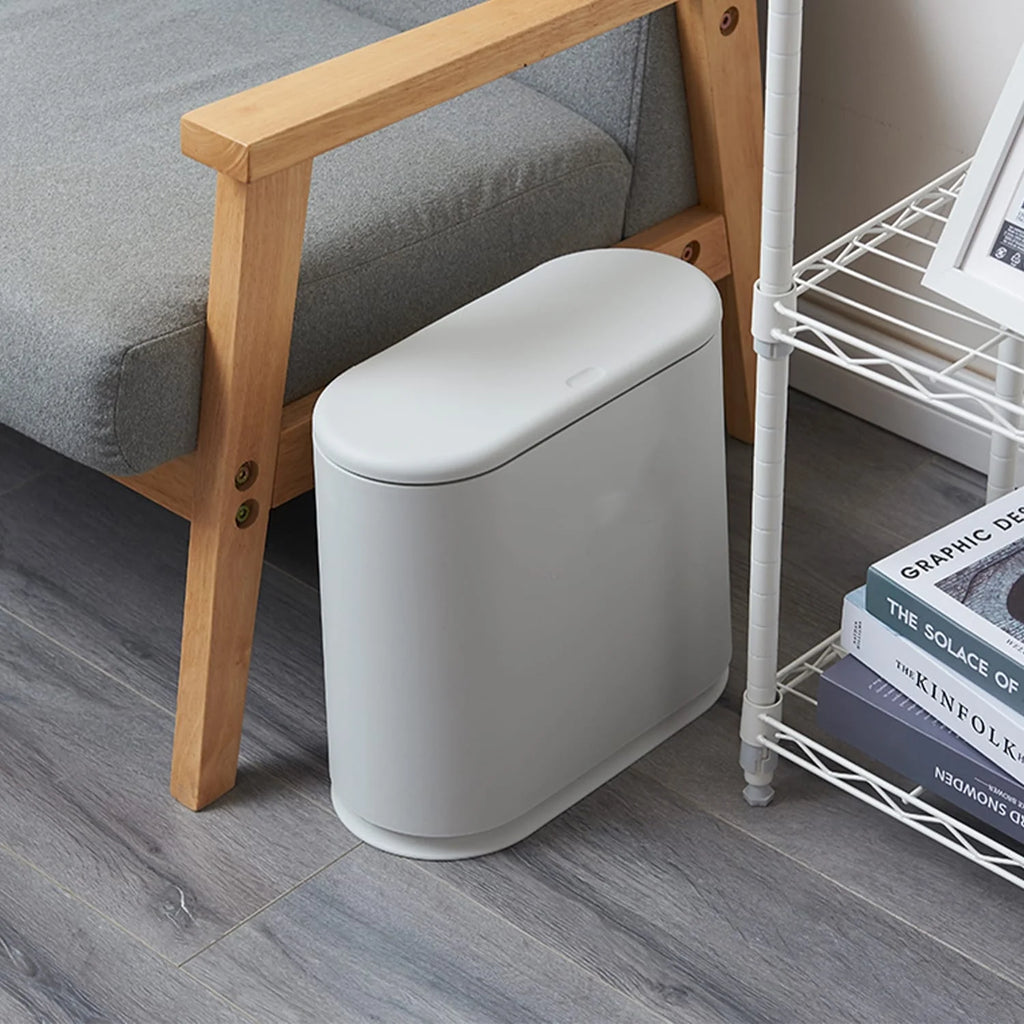 HANAMYA 2.4 Gallon Slim Trash Can with Press Top Lid