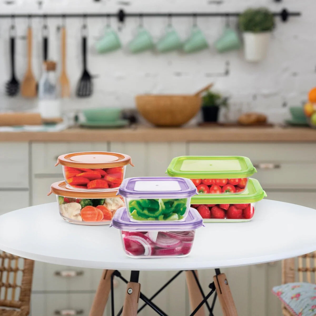 12pc Glass Food Storage Set - 370ml, 640ml, 320ml, 520ml, 400ml & 650ml